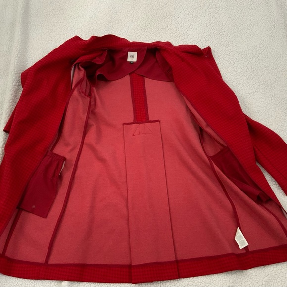 CAbi Celebration Red Houndstooth Ruffle Longline Wrap Jacket Coat 3546 Womens XS - Picture 16 of 16